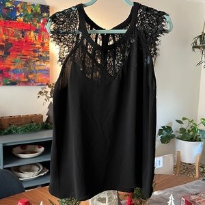 Lace detail cap sleeve blouse